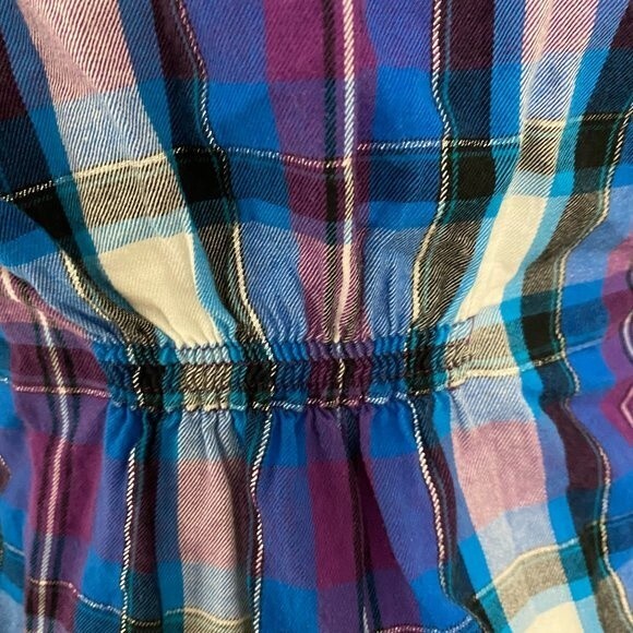 Aeropostale Cotton Checked Button Down Long Sleeve Womens Top Size M - Picture 5 of 7